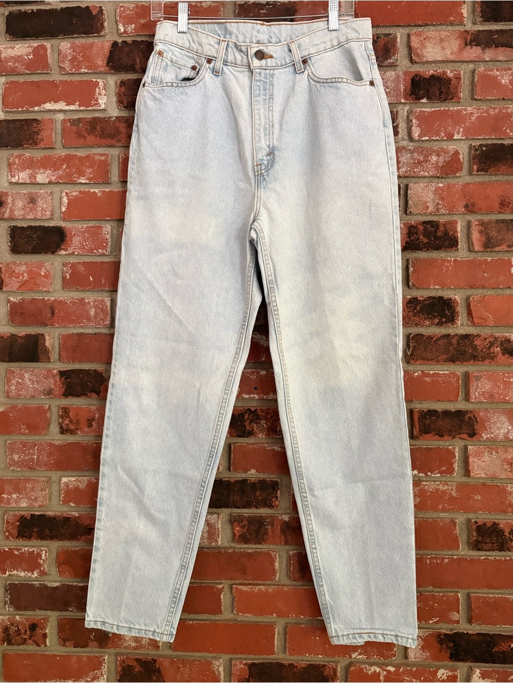 Vintage 90s Levis 521 Jeans Light Wash High Rise Tapered Leg USA Made Size 30